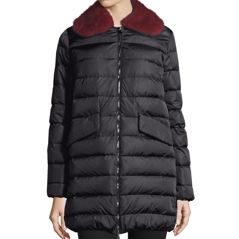 NWT MONCLER Grey Indis Puffer Coat Mink Fur Collar